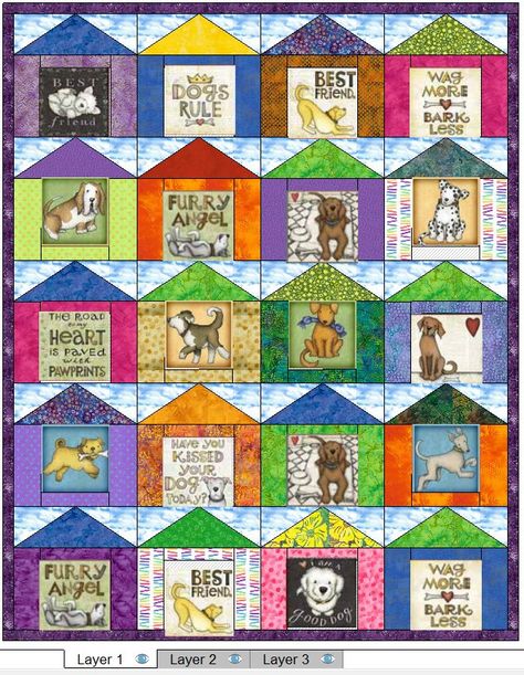 Dog House Quilt Block, Quilt Panels, House Quilt Block, House Quilt Patterns, Scroll Bar, Memory Quilts, House Quilts, Quilt Block Pattern, Memory Quilt