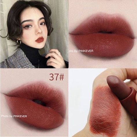 Rose Matte Lipstick, Korean Lipstick, Teknik Makeup, Cheap Lipstick, Dark Vampire, Dark Brows, Water Tattoo, Brown Lipstick, Long Lasting Lipstick