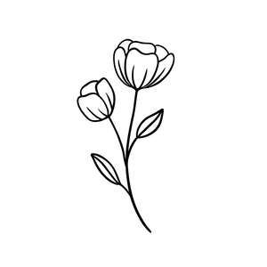 Flower Lineart Simple, Simple Flower Silhouette, Simple Flowers Drawing, Simple Flower Drawings, Flower Drawing Simple, Silhouette Flower, Simple Flower Drawing, Minimalist Flower, Flower Silhouette