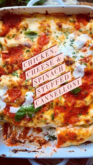 Stuffed Cannelloni, Cannelloni Recipe, Cannelloni Recipes, No Boil Lasagna, Cheese Spinach, Lasagna Noodles, Chicken Pasta Bake, Boiled Chicken, Cooked Chicken