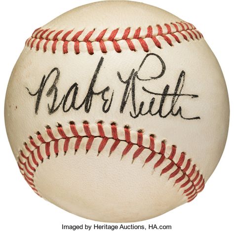 Baseball Collectibles:Balls, 1946-47 Babe Ruth Single Signed Baseball, PSA/DNA NM-MT+ 8.5.... Baseball Signs, Baseball Balls, The Sandlot, Babe Ruth, Baseball Season, Play Ball, Baseball Players, Major League Baseball, New York Yankees