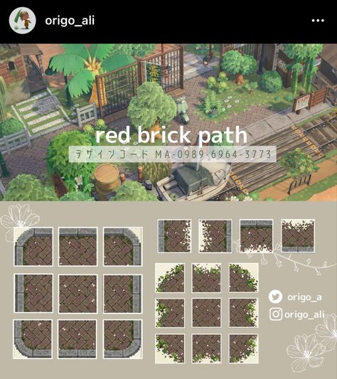 Acnh Run Down Island, Acnh Red Brick, Acnh Red Brick Path, Red Brick Path, Anch Paths, Acnh Ghibli, Acnh Rural, Acnh Path, Motif Acnl