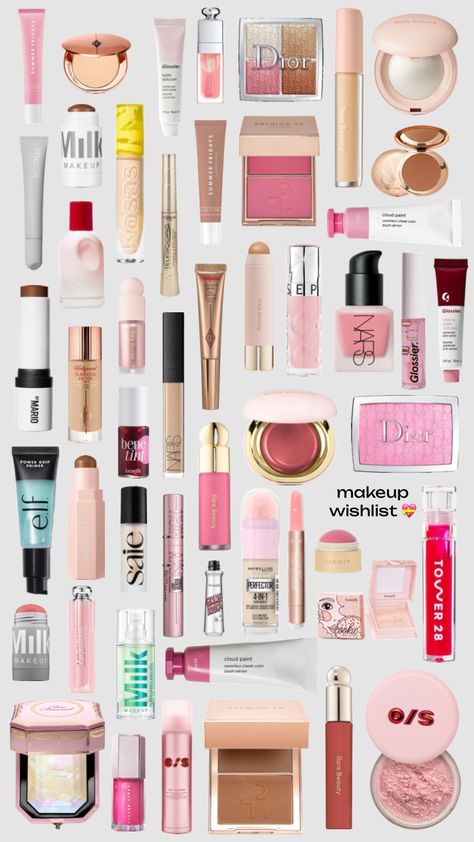 makeup wishlist #makeup #shuffles #grwm #viral #foryou #makeupwishlist Makeup Shuffles, Makeup Collage, Makeup Beauty Room, Evening Eye Makeup, Preppy Makeup, Classy Makeup, Preppy Inspiration, Makeup Bag Essentials, Makeup Wishlist