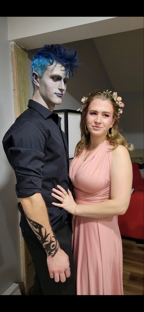 Spooky Season Couples, Greek Couples Costumes, Hades And Persephone Couple Costume, Hades Cosplay Men, Hades And Meg Costume, Villains Couple Costume, Hades Persephone Costume, Greek Mythology Costumes Diy, Hades And Persephone Costume Halloween