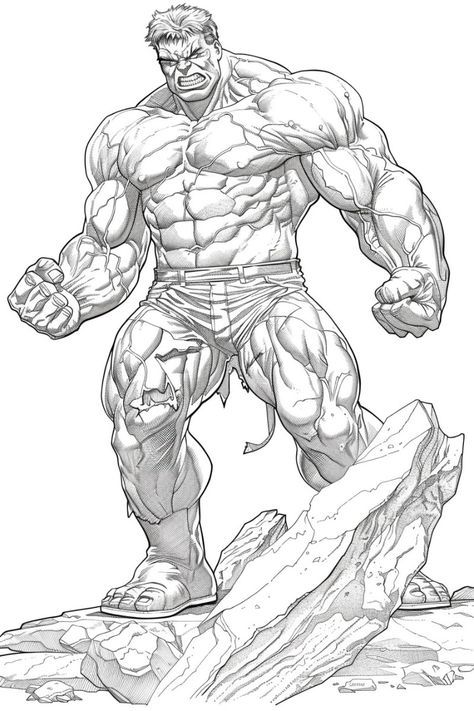 Comic Coloring, Hulk Sketch, Green Superhero, Hulk Coloring Pages, Hulk Artwork, Marvel Art Drawings, Free Coloring Pages For Kids, Hulk Art, Drawing Superheroes