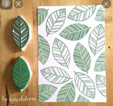 Origami Leaves, Eraser Stamp, Foam Stamps, Linocut Printmaking, Lino Art, Formy Silikonowe, Hand Carved Stamps, Stamp Carving, Linocut Art