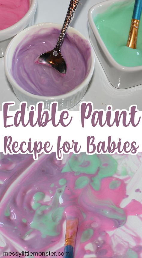 Edible Paint For Babies, Cornstarch Paint, Baby Finger Paint, Bugs Craft, Baby Safe Paint, Infant Curriculum, Paint Recipe, Finger Paints, Creative Development