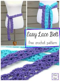 The Easy Lace Belt is a fun and super quick to crochet project that can be worn during all four seasons.  A simple two row lace constr... Crochet Belts, Belt Crochet, Belt Pattern, Lace Belt, Crochet Belt, Crafts Crochet, Crochet Lace Edging, Cat Harness, Crochet Clothing