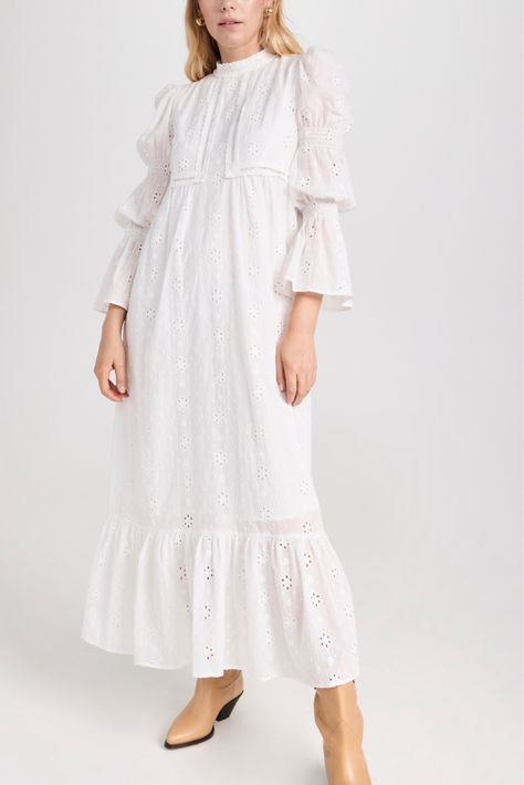 English Factory Floral Print … curated on LTK Long Sleeve White Dresses, Studio Closet, English Factory, Embroidered Maxi Dress, Sleeves Dress, Women Formals, Formal Dresses For Women, Feminine Aesthetic, Puffed Sleeves Dress