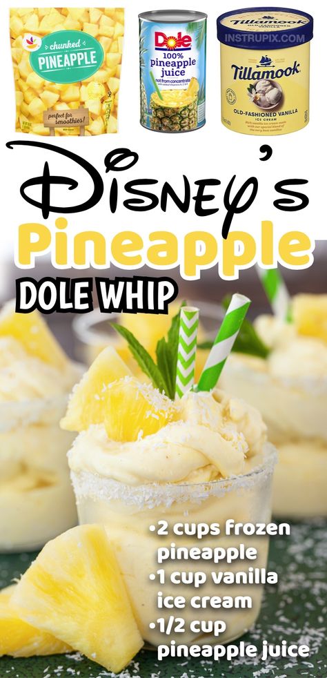 Disney's Pineapple Dole Whip Recipe (just 3 ingredients!) Pineapple Dole Whip Recipe, Pineapple Dole Whip, Dole Whip Recipe, Pineapple Ice Cream, Dessert Oreo, Easy Summer Desserts, Dole Whip, Frozen Pineapple, Summer Dessert Recipes