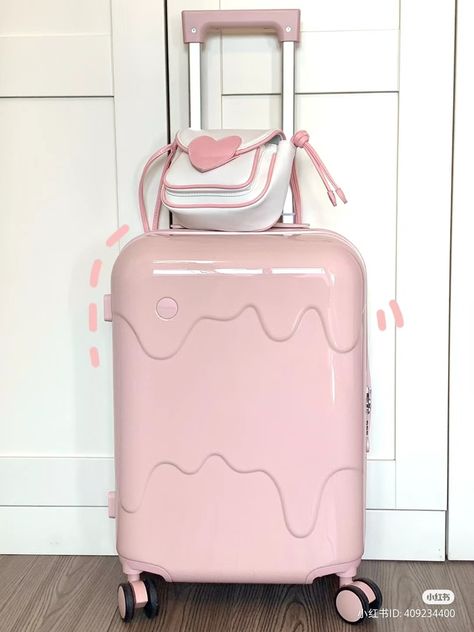 Vitamin Aesthetic, Koper Traveling, Sanrio Flowers, Dove Lotion, Glossier Bag, Pink Luggage, Cute Suitcases, Cute Luggage, Stylish Luggage