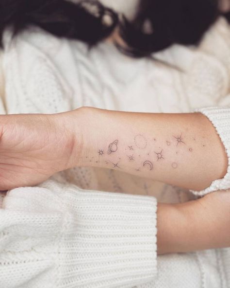 Galaxy Tattoos, Nintendo Tattoo, Tattoo On The Wrist, Little Rose Tattoos, Taylor Version, Spiritual Lessons, Seashell Tattoos, Music Notes Tattoo, Celestial Tattoo