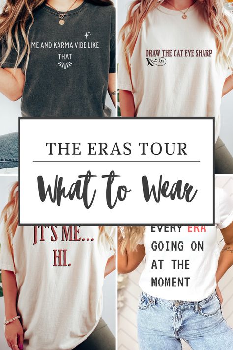 What to wear to the Eras Tour! Taylor Swift, Taylor Swift Eras tour, Eras tour outfit ideas, what to wear to the Taylor Swift concert, Taylor Swift outfits, swiftie, swiftie merch, swiftie outfit ideas, cute eras tour outfits, eras tour tshirts, eras tour t-shirts, unique taylor swift outfit, unique eras tour outfit idea, unique taylor swift shirt Taylor Swift T Shirts Ideas, Taylor Swift Concert Tshirt Ideas, Taylor Swift Concert Shirt Ideas, Swiftie Shirt Ideas, Eras Movie Outfit Ideas, Taylor Swift Shirts Ideas, Diy Eras Tour Shirt, Taylor Swift Tshirts, Taylor Swift Tshirt Ideas Diy