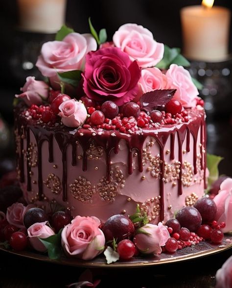 Floral Cake Design, Happy Birthday Cake Pictures, Fantasy Cake, Decorating Cakes, Gateaux Cake, Dream Cake, Cool Birthday Cakes, Gorgeous Cakes, Floral Cake