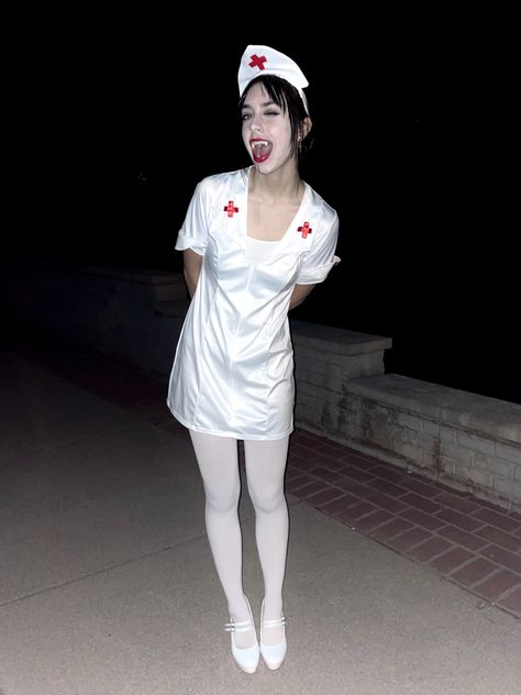 Nurse! Nurse Outfit Reference, Nurse Aesthetic Outfit, Killer Nurse Costume, Halloween Nurse Costumes, Nurse Costume Women, Vampire Nurse, Nurse Halloween Costumes, Space Party Costumes, Doctor Oc