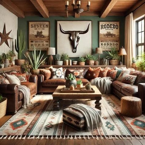 Western Living Room Color Scheme, Partial Accent Wall Living Room, Texas Home Aesthetic, Yellowstone Living Room, Western House Interior, Western Mantle Decor, Western Home Aesthetic, Small Western Living Room, Southwest Farmhouse Decor