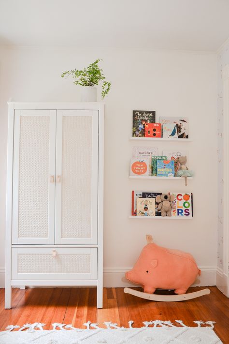 Nursery Armoire Closet, Ikea Sundvik Wardrobe Hack, Sundvik Wardrobe Hack, Nursery With Wardrobe, Nursery With Armoire, Armoire In Nursery, Sundvik Wardrobe, Ikea Kids Dresser, Ikea Kids Wardrobe