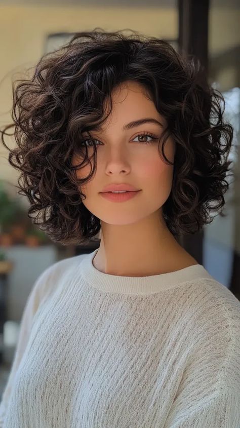 15 Short Bob Hairstyles Women Should Try for a Fresh Look Short Curly Hair Brunette, Curly Bob With Fringe Fine Hair, Curly Italian Bob, Short Bob Curly Hairstyles, Short Curly Hair For Round Face, Short Styles For Curly Hair, Shaggy Curly Bob, Short Naturally Curly Hair Styles, Bob Cut Wavy Hair