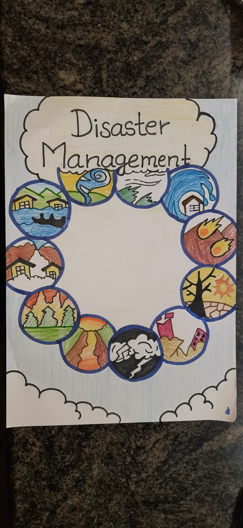 Natural Disasters Art Poster, Natural Disasters Project File, Disasters Management Project, Geo Project Cover Page, Project On Disaster Management Class 9, Disaster Management Poster, Disaster Management Project File, Disaster Management Cover Page, Natural Disasters Project Cover Page