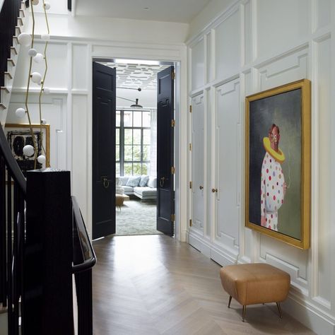 Inside a Colorful Manhattan Townhouse Where Brad Ford Perfectly Blends Old and New - 1stDibs Introspective Mid Century Shelves, Manhattan Townhouse, Mid Century Shelf, Small Entryway Table, West Village Townhouse, Painted Brick Walls, Townhouse Interior, Coffee Room, Tudor Style Homes