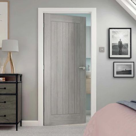 Grey Internal Doors Grey Doors Interior, Modern Internal Doors, Grey Internal Doors, Interior Door Colors, Grey Interior Doors, Bathroom Door Handles, Interior Door Styles, White Internal Doors, Black Interior Doors