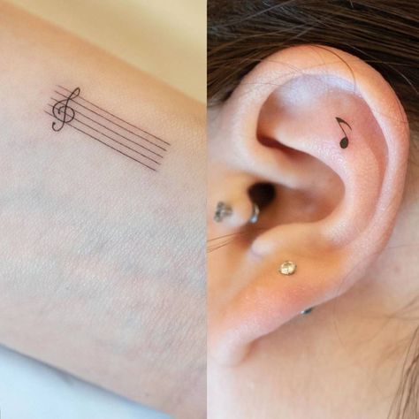 Music Staff Tattoo, Small Music Tattoos, Piano Tattoo, Staff Music, Butterfly Tattoos Images, Artsy Tattoos, Music Notes Tattoo, Boho Tattoos, Music Tattoo Designs