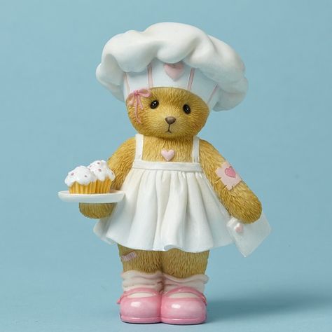 Cherished Teddies Bake Someone Happy Valentine's Cupcakes, Cherished Teddies, Cupcake, Chef, Teddy Bear, Free Shipping, Figurine