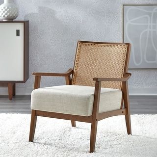 Art Leon Accent Dining Chair with Cane Backrest (Set of 2) - On Sale - Bed Bath & Beyond - 34708396 Rattan Chair Living Room, Cane Accent Chair, Desert Living Room, White Oak Cabinets, Wood Accent Chair, Wood Frame Arm Chair, Living Room Transitional, Apartment Checklist, Small Accent Chairs