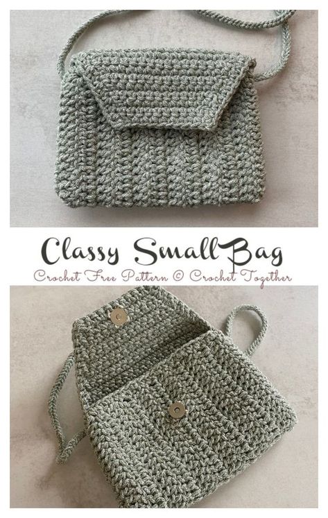 Classy Small Bag Crochet Free Pattern Crochet Small Handbags Free Patterns, Crochet Bag Small Free Pattern, Crochet Small Purse Pattern Free, Small Crochet Purse Pattern Free, Small Crochet Bags, Small Purse Pattern, Crochet Small Purse, Crochet Accessories Free Pattern, Small Bag Pattern