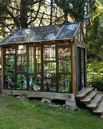 greenhouse from old windows | Greenhouse made with old windows. Gorgeous! | Garden/Yard Ideas ... Old Window Greenhouse, Window Greenhouse, Greenhouse Shed, Build A Greenhouse, Backyard Greenhouse, Small Greenhouse, Greenhouse Plans, Diy Greenhouse, Garden Greenhouse