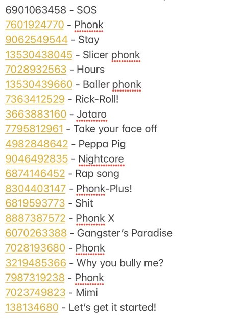 Here are some bypassed audio codes for anyone to play and use. Evade Music Codes, Adopt Me Music Codes 2024, Roblox Sound Codes, Bloxburg Music Codes 2024, Brookhaven Music Codes, Roblox Song Id Codes 2024, Roblox Radio Codes, Roblox Audio Codes, Ora Song Codes