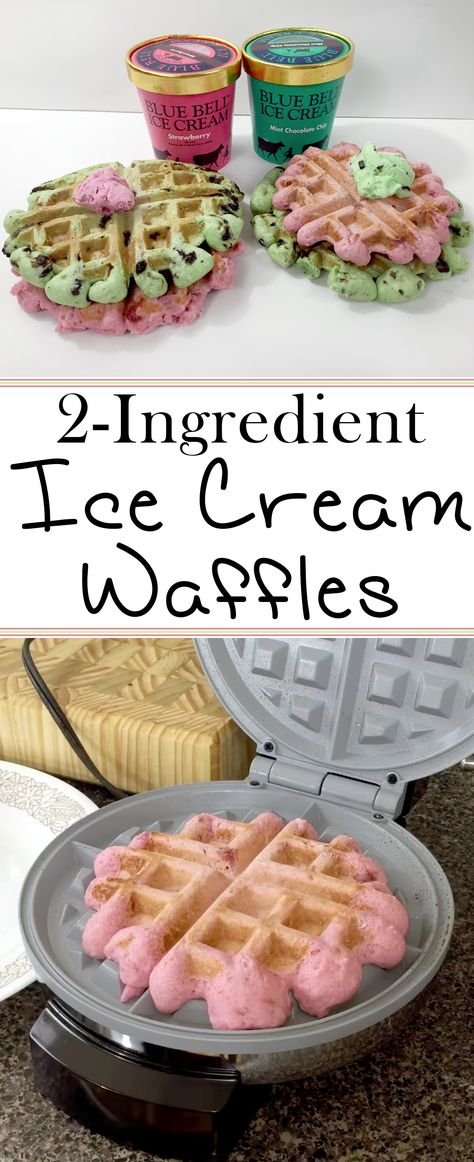 Make with your favorite ice cream! Halloween Pancakes, 2 Ingredient Ice Cream, Cream Pancakes, Fat Food, 3 Ingredient Recipes, Waffle Mix, Fat Foods, 2 Ingredient, Waffle Recipes