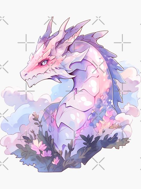 White And Purple Dragon, Purple Dragon Aesthetic, Dnd Pets, Pretty Dragon, Purple Dragons, Flower Dragon, Dragon Base, Dragon Icon, Dragon Princess