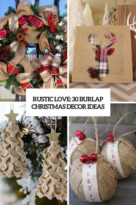 rustic love 30 burlap christmas decor ideas cover Diy Christmas Gifts Dollar Tree, Burlap Christmas Decor, Burlap Christmas Crafts, Hessian Crafts, Burlap Decorations, Burlap Christmas Decorations, Burlap Christmas Ornaments, Burlap Ornaments, Rustic Love