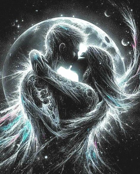 Spiritual Couple Art, Love Artwork Romantic, Soulmates Art, Celestial Energy, Angel Wallpaper, Love Doodles, Sweet Love Quotes, Star Crossed Lovers, Spiritual Artwork