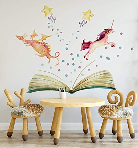 Unicorn Theme Bedroom, Storybook Nursery, Unicorn Dinosaur, Creative Garden Decor, Unicorn Nursery, Fairytale Nursery, Dinosaur Wall Stickers, Room Wall Painting, Family Wall Decor