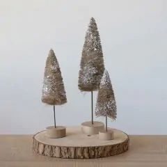 The First Snow | Antique Farmhouse Ornament Garland, Bottle Brush Tree, Faux Snow, Brush Trees, Brush Tree, Snowy Trees, Agave Plant, Natural Sisal, First Snow