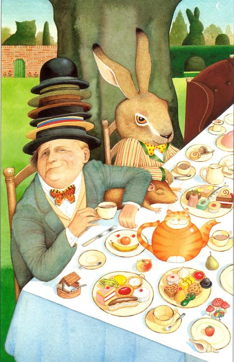 Anthony Browne's newly illustrated Alice in Wonderland ~ The Mad Hatter's Tea Party Anthony Browne, Alice In Wonderland Illustrations, John Tenniel, Alice Book, Alice Wonderland, Mad Tea Party, Mad Hatter Tea, Mad Hatter Tea Party, Lewis Carroll