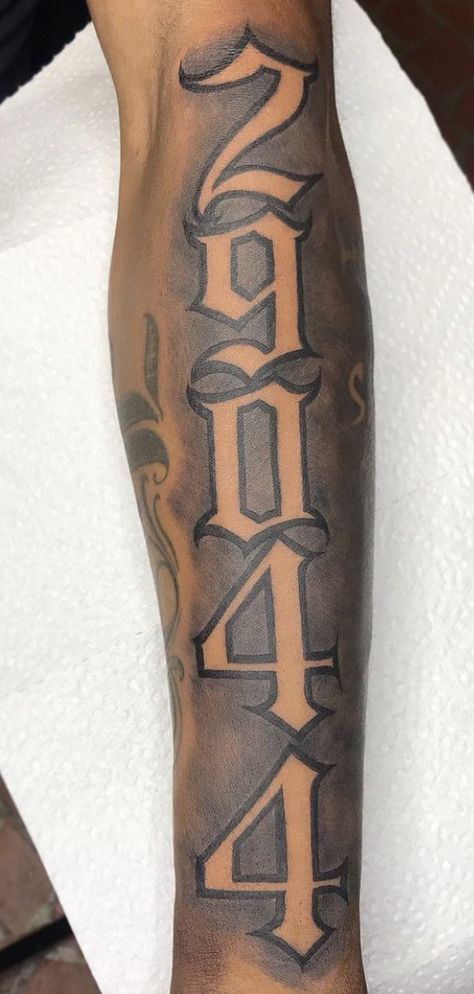 Mens Simple Forearm Tattoos, Birth Year Tattoo Men Chest, 817 Tattoo, 404 Tattoo, 2002 Arm Tattoo, Protest Tattoo, 2005 Tattoo Ideas For Men, Small Vertical Tattoo Men, Men’s Tattoo Ideas Forarm