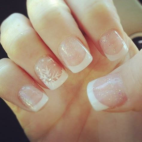 63 Stunning Winter Wedding Nails Ideas | HappyWedd.com Winter Wedding Nails, Snowflake Nail Art, French Tip Nail Designs, Snowflake Nails, Nail Swag, Winter Nail Designs, Christmas Nail Art, French Tip Nails, Blue Christmas