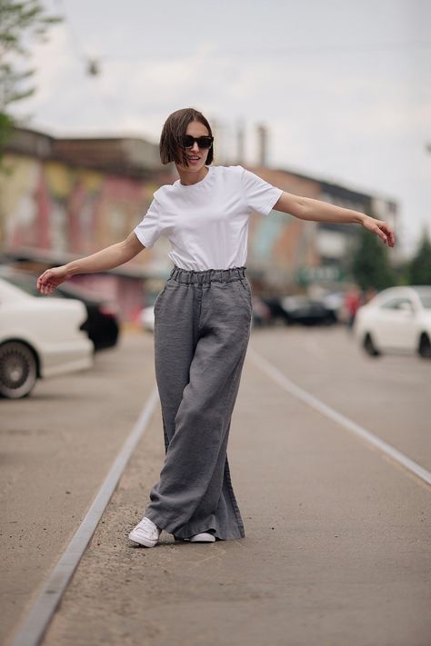 Linen Pants Wide Leg Classic Linen Pants Casual Formal Linen - Etsy Summer Pants Women, Pants Linen, Linen Clothing, Wide Leg Linen Pants, Linen Pants Women, Women Pants, Pants Casual, Organic Linens, Pants Wide Leg