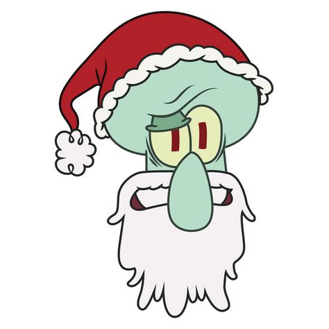 The well-known Squidward Tentacles is very grumpy, pessimistic, bad-tempered, and sarcastic, but even he decided to dress up as Santa Claus on such a cool holiday as Christmas. He put on a red hat... Christmas Karten, Baby Spongebob, Slice Ideas, Spongebob Christmas, Christmas Cartoon Characters, Squidward Tentacles, Santa Outfit, Holiday Hats, Christmas Rugs