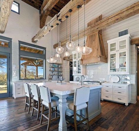 Top 50 Best Rustic Ceiling Ideas - Vintage Interior Designs Rustic Ceiling Design, Rustic Ceiling, Vintage Interior Design, Tall Ceilings, Dream Kitchens, Farmhouse Style Kitchen, Modern Farmhouse Kitchens, Ceiling Beams, White Cabinets