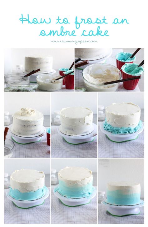 How To Ombre, Frost A Cake, Cupcake Tutorial, Cake Frosting Recipe, Ombre Cake, Simple Cake, Cupcake Frosting, Cake Icing, Cake Decorating Tutorials