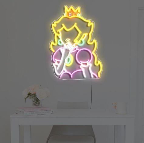 PRINCESS PEACH led neon light | home room decor | MARIO KIRBY GAMER ANIME SMASH | eBay Princess Peach Bedroom, Peach Bedroom, Gamers Anime, Princesa Peach, Home Room Decor, Light Home, Led Neon Lighting, Home Room, Led Neon