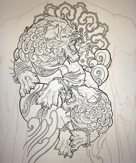 Griffon Tattoo, Foo Dog Tattoo Design, Foo Dog Tattoo, Japan Tattoo Design, Fu Dog, Asian Tattoos, Japan Tattoo, Japanese Tattoo Designs, Japanese Tattoo Art