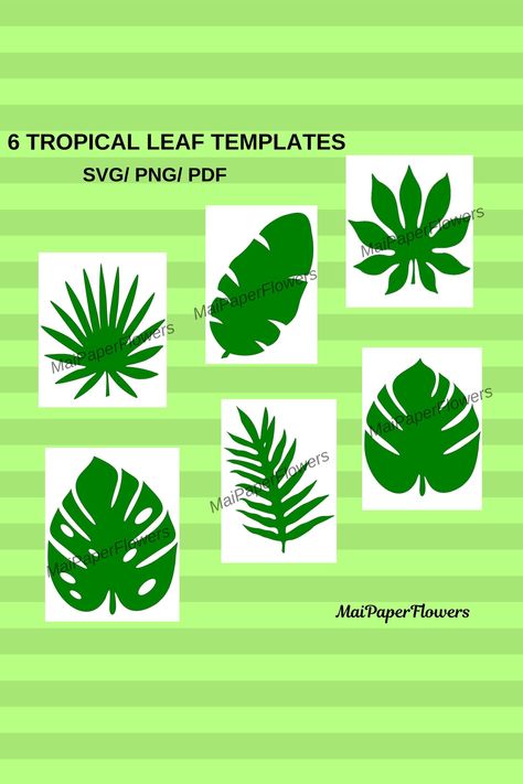 Cricut Leaves, Tropical Decorations, Rainforest Art, Leaf Templates, Vector Leaf, Giant Paper Flowers Template, Flower Petal Template, Paper Rose Template, Flower Templates Printable