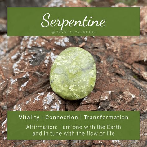 Hades Crystals, Serpentine Stone Meaning, Serpentine Crystal Meaning, Serpentine Meaning, Crystal Rituals, Crystal Affirmations, Earth Grounding, Crystals For Wealth, Growth Spiritual