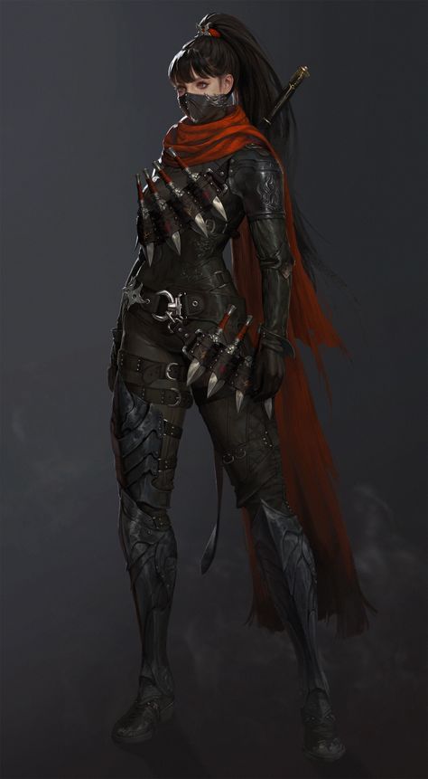 ArtStation - Assassin, dia nak Armadura Ninja, Ninja Outfit, Female Ninja, Female Assassin, الفن الرقمي, Warrior Outfit, Ninja Art, Female Armor, Dungeons And Dragons Characters