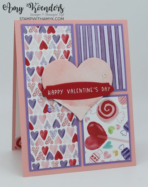 Stampin’ Up! Sweet Conversations Valentine’s Day Card – Sneak Peek! – Stamp With Amy K Card With Hearts, Valentine Cards To Make, Stampin Up Valentines, Stampin Up Valentine Cards, Valentines Day Cards Handmade, Diy Birthday Cards, Stampin Up 2022, Valentine Love Cards, Valentine Cards Handmade